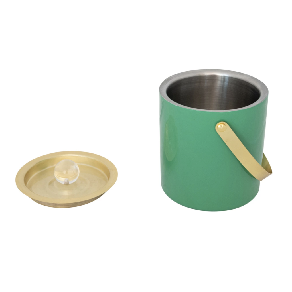1.5 Quart Enameled Stainless Steel Ice Bucket Green