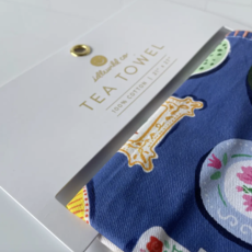 Dinner Plates Cotton Tea Towel with Embroidered Detail