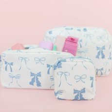Blue Bows Nylon Cosmetic Zipper Bag