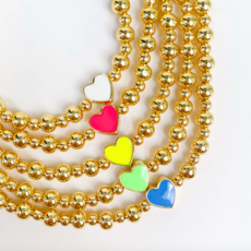 Golden Heart Beaded Bracelet