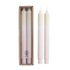 Tone Pleated Taper Candles Light Pink/Ivory