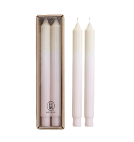 Tone Pleated Taper Candles Light Pink/Ivory
