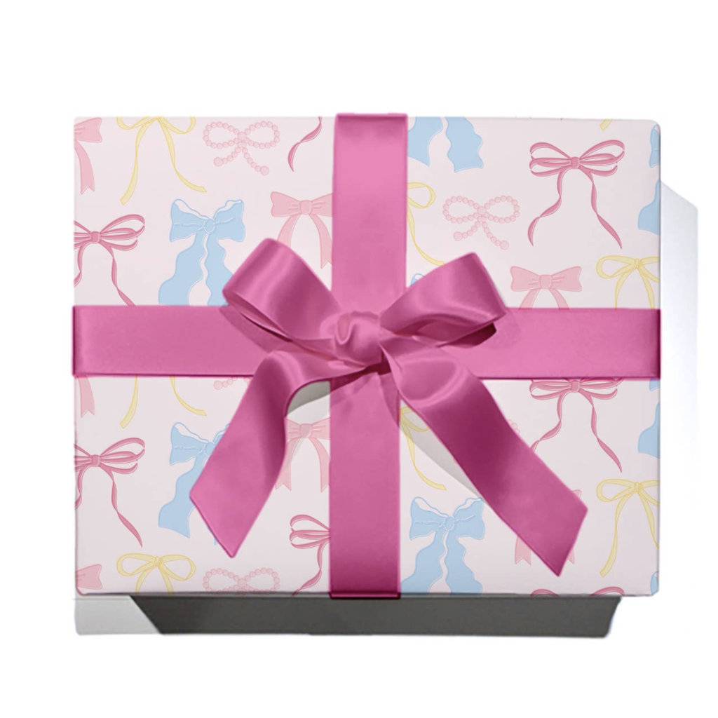 Roll of Pastel Bow Wrapping Paper - 3 Sheets