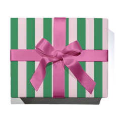 Roll of Green/Pink Stripe Wrapping Paper - 3 Sheets