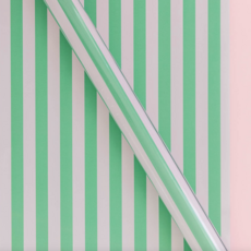Roll of Green/Pink Stripe Wrapping Paper - 3 Sheets