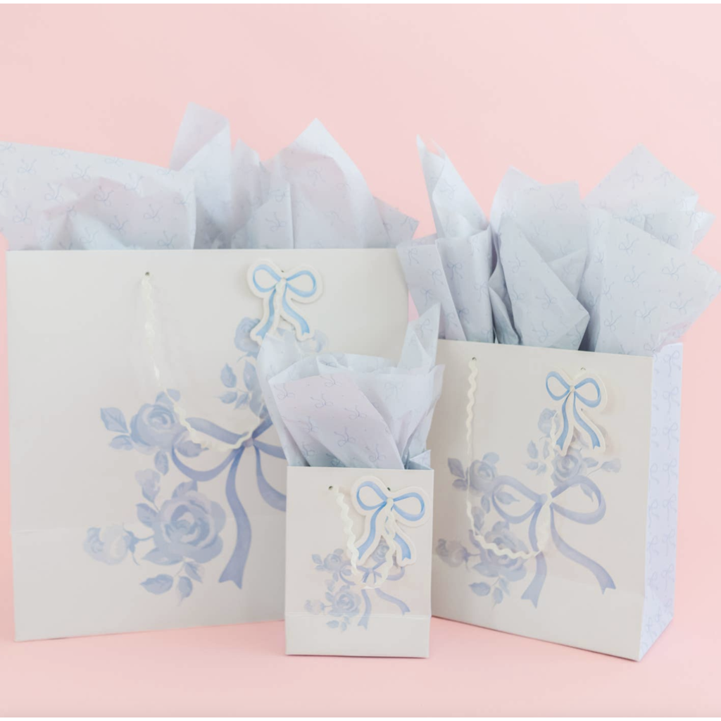 Watercolor Blue Floral Bows Bag