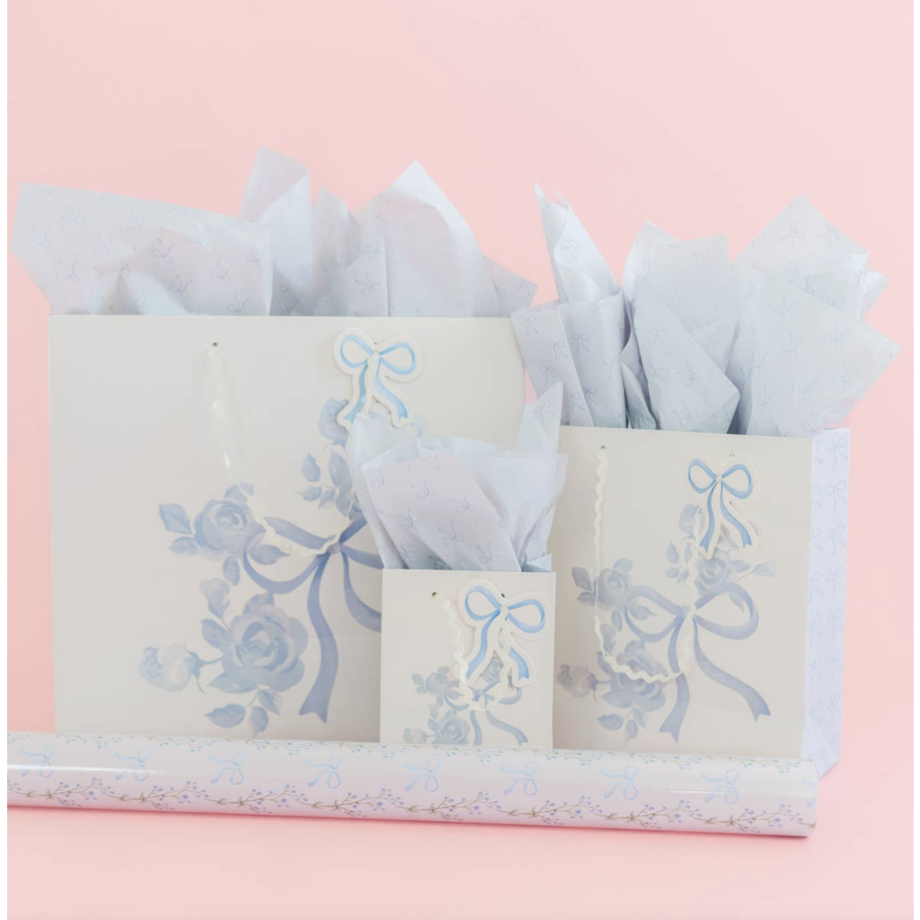 Watercolor Blue Floral Bows Bag