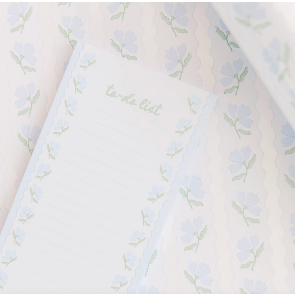 Blue Flower Wavy List Notepad