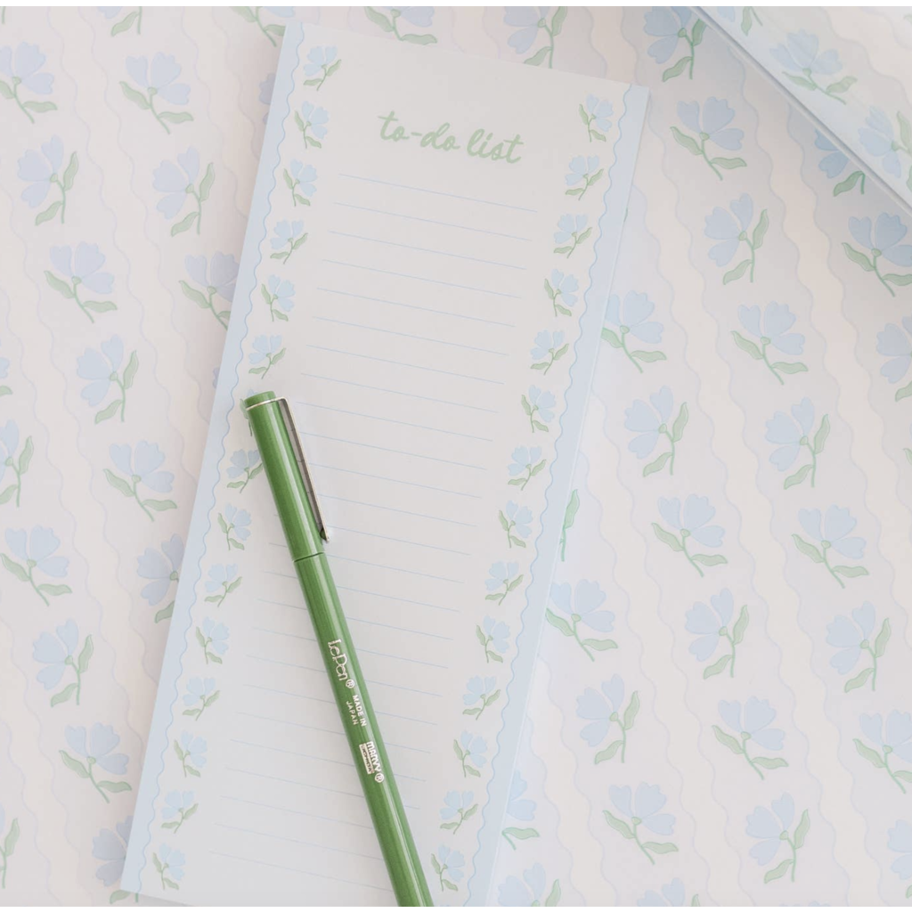 Blue Flower Wavy List Notepad