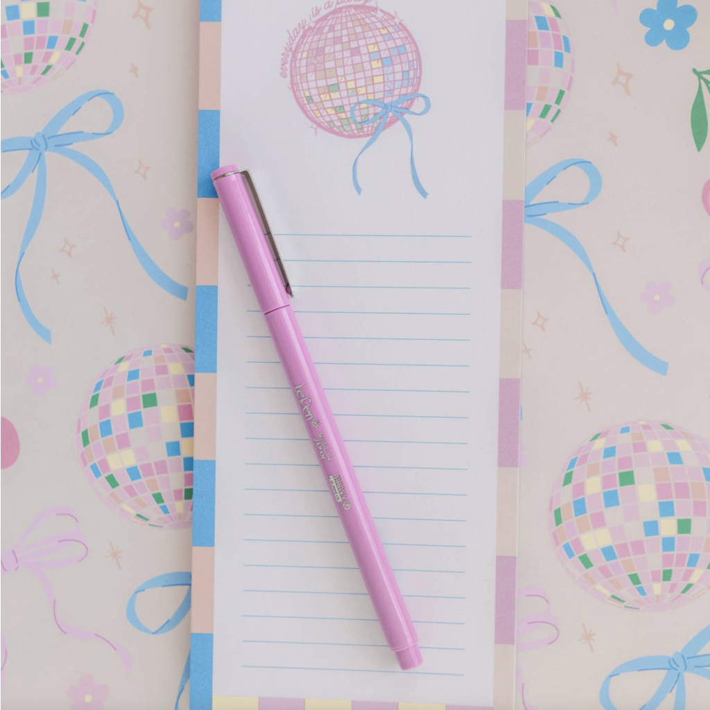 Everyday Is A Party Disco Ball Bow List Notepad