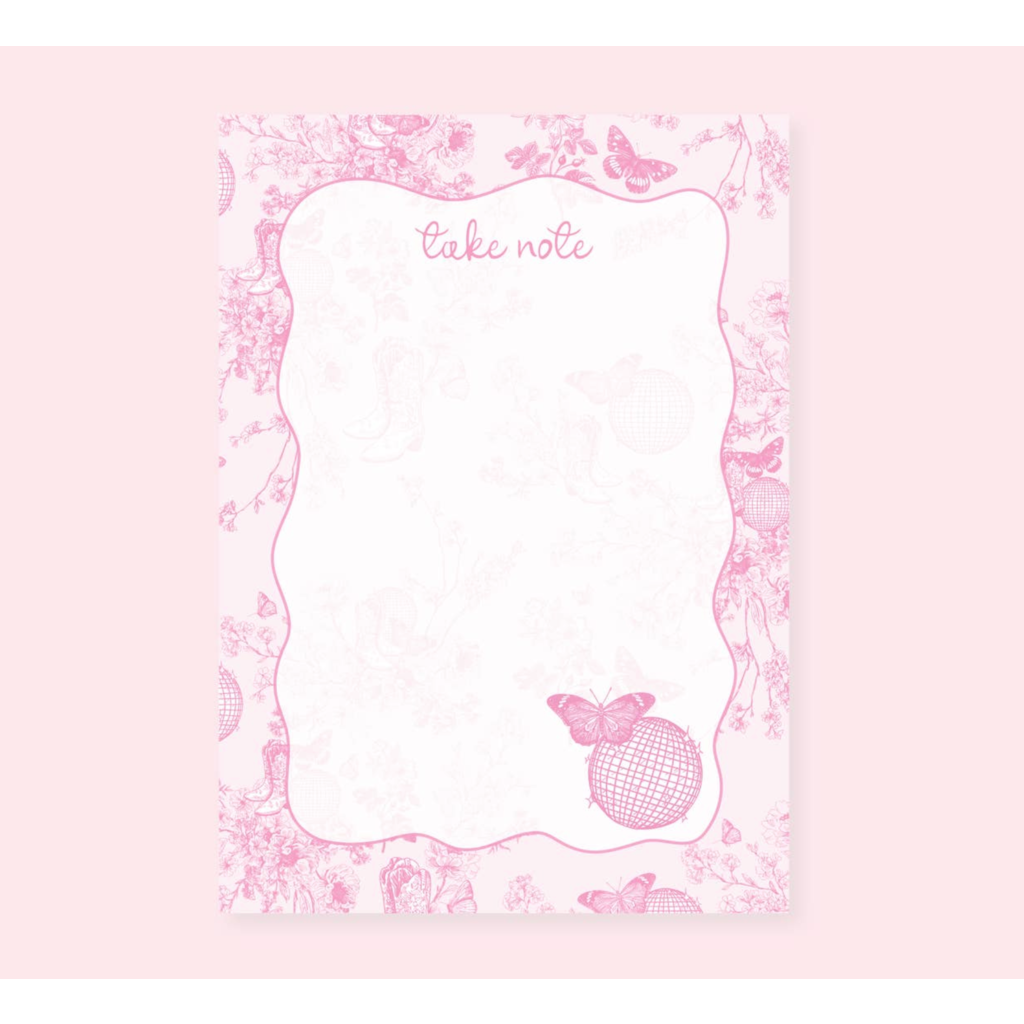 Pink Disco Cowgirl Toile Notepad