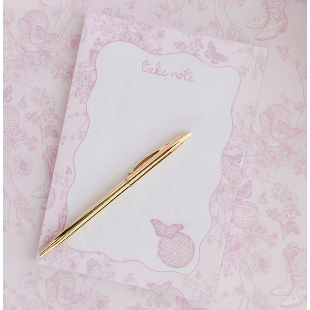Pink Disco Cowgirl Toile Notepad