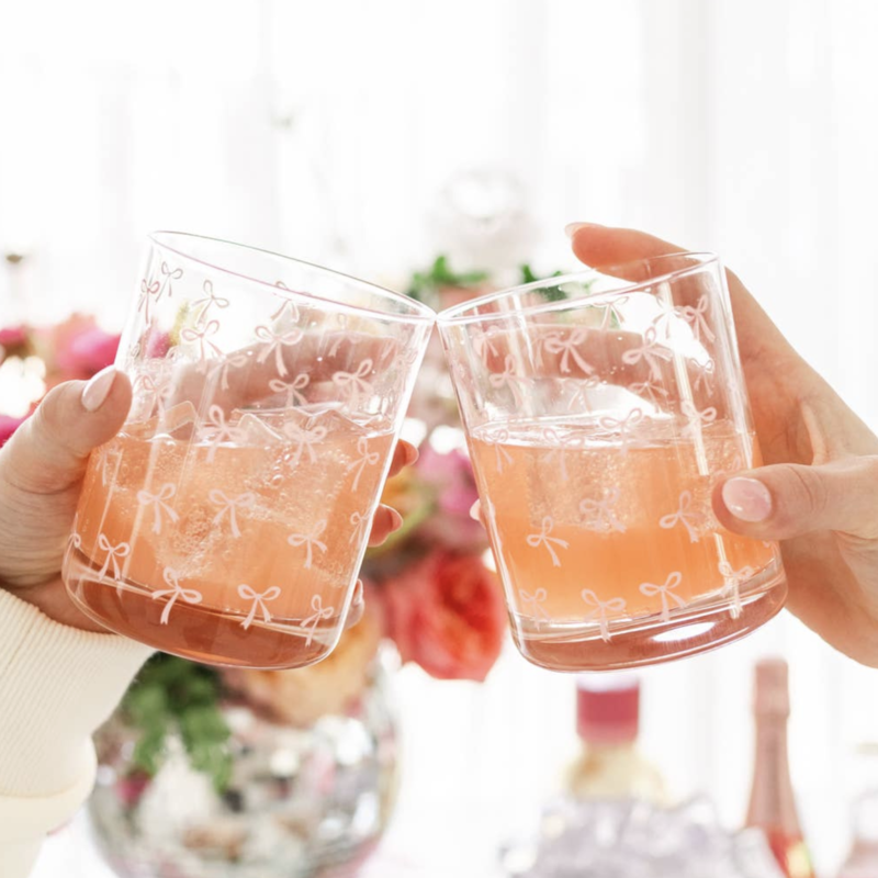 Pink Bows Cocktail Glass