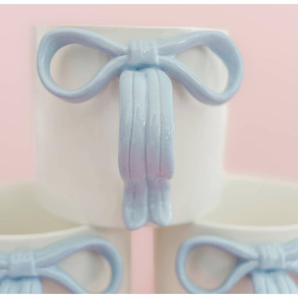 Powder Blue Bow Ceramic Coffee Mug