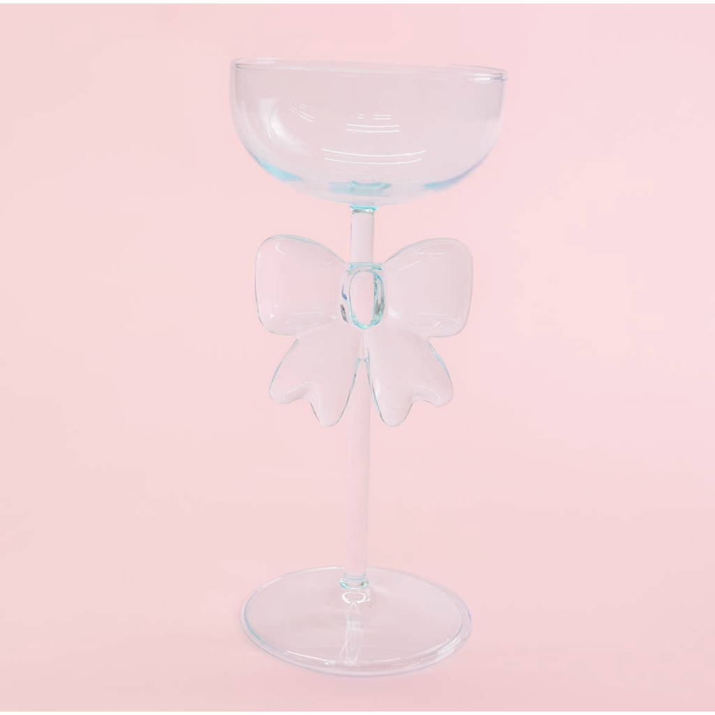 Blue Bow Coupe Wine Glass