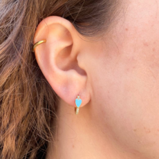 Blue Heart Huggie Earring