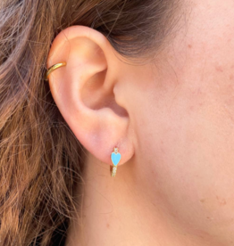 Blue Heart Huggie Earring