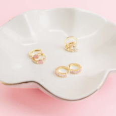 Bubblegum Pink Heart Pave Huggie Earrings