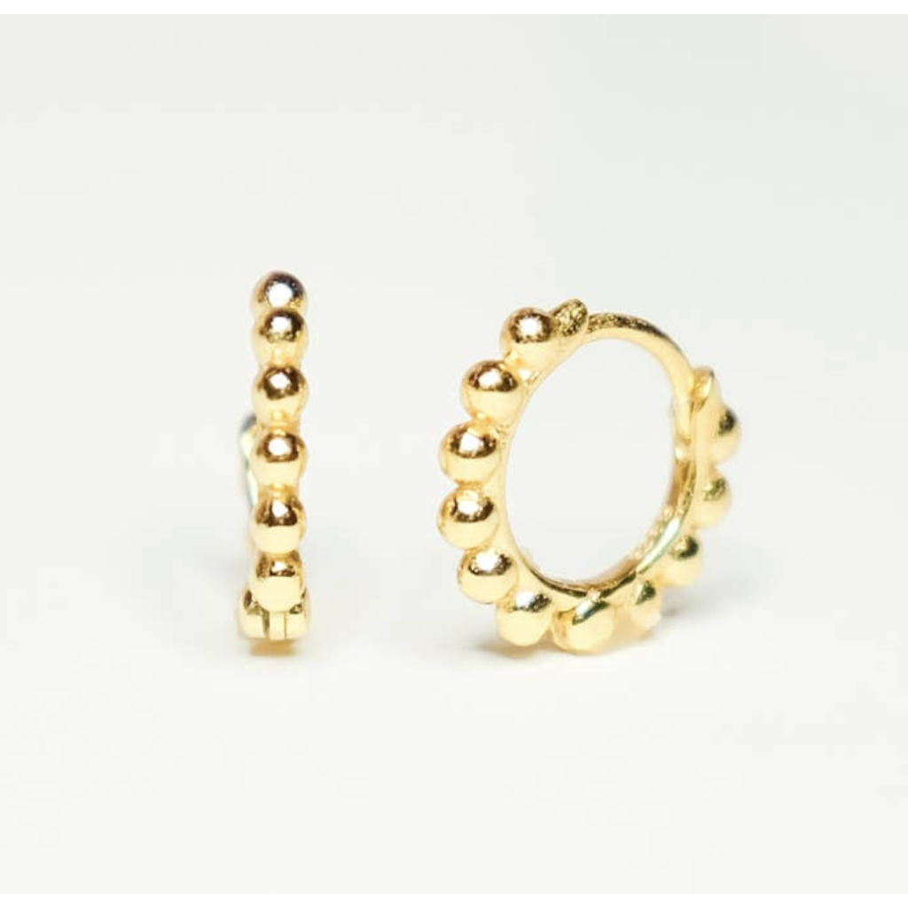 Gold Beaded Huggie Earrings