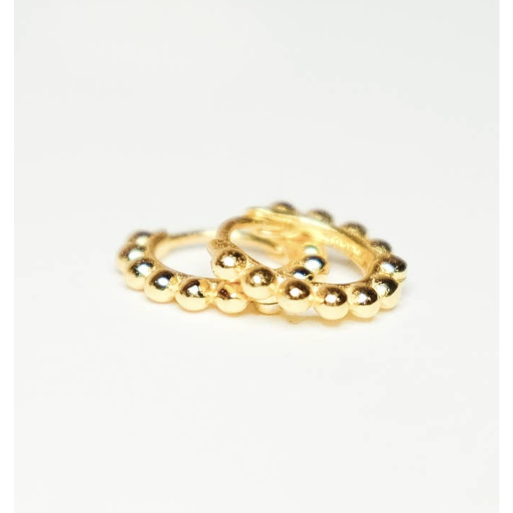 Gold Beaded Huggie Earrings