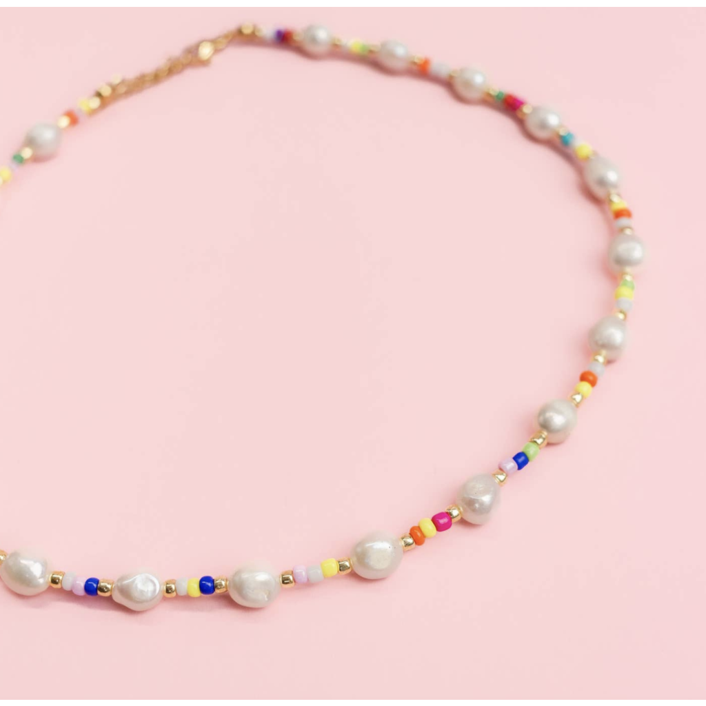 Multi-Pearl Rainbow Bead Necklace