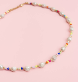 Multi-Pearl Rainbow Bead Necklace
