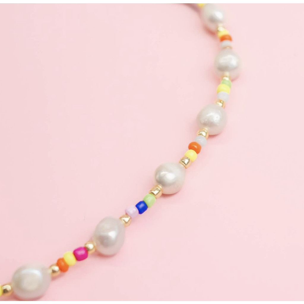 Multi-Pearl Rainbow Bead Necklace