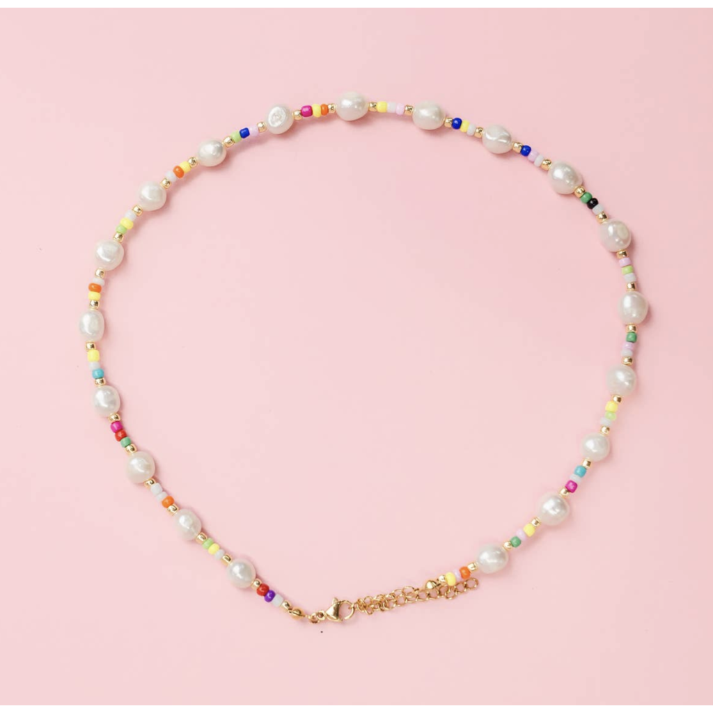 Multi-Pearl Rainbow Bead Necklace