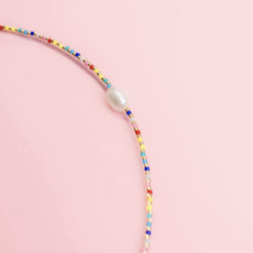 Single Pearl Rainbow Bead Necklace