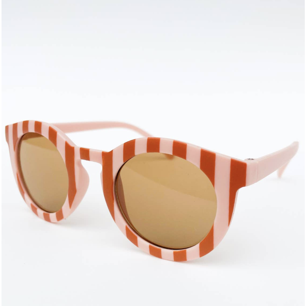 Retro Blush & Tan Stripe Kids Sunglasses