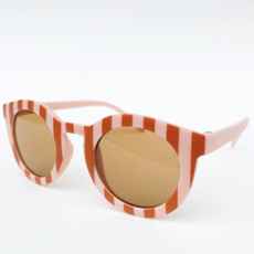Retro Blush & Tan Stripe Kids Sunglasses