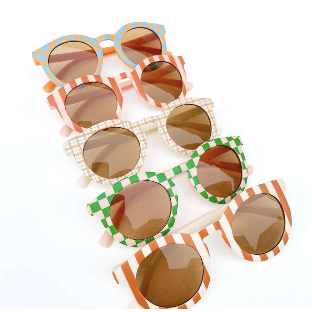 Retro Blush & Tan Stripe Kids Sunglasses