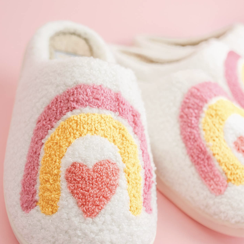 Rainbow Heart Slippers