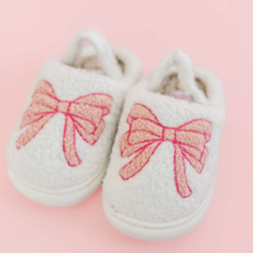 Kids Pink Bow Slippers