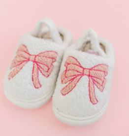 Kids Pink Bow Slippers