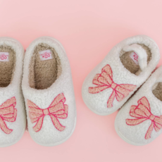 Kids Pink Bow Slippers