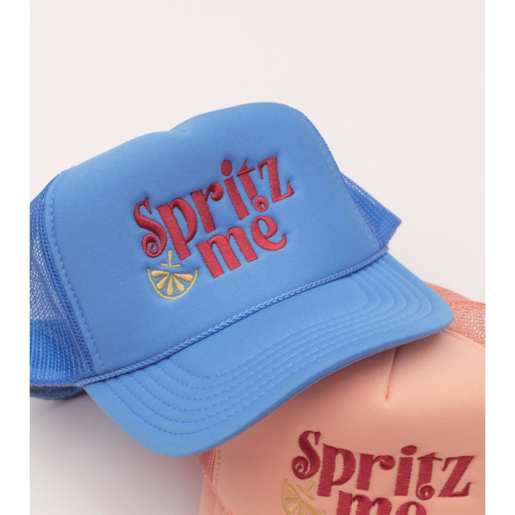 Blue Spritz Me Summer Embroidery Trucker Hat