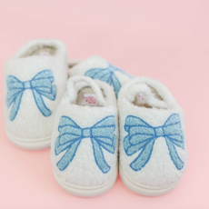 Kids Blue Bow Slippers