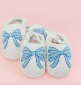 Kids Blue Bow Slippers