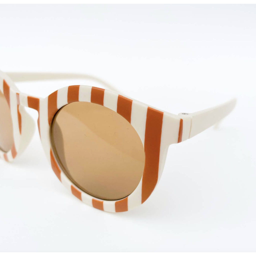 Retro Cream & Tan Stripe Kids Sunglasses