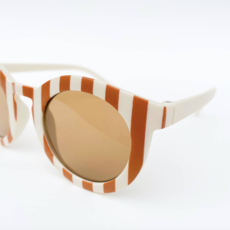 Retro Cream & Tan Stripe Kids Sunglasses