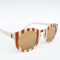 Retro Cream & Tan Stripe Kids Sunglasses