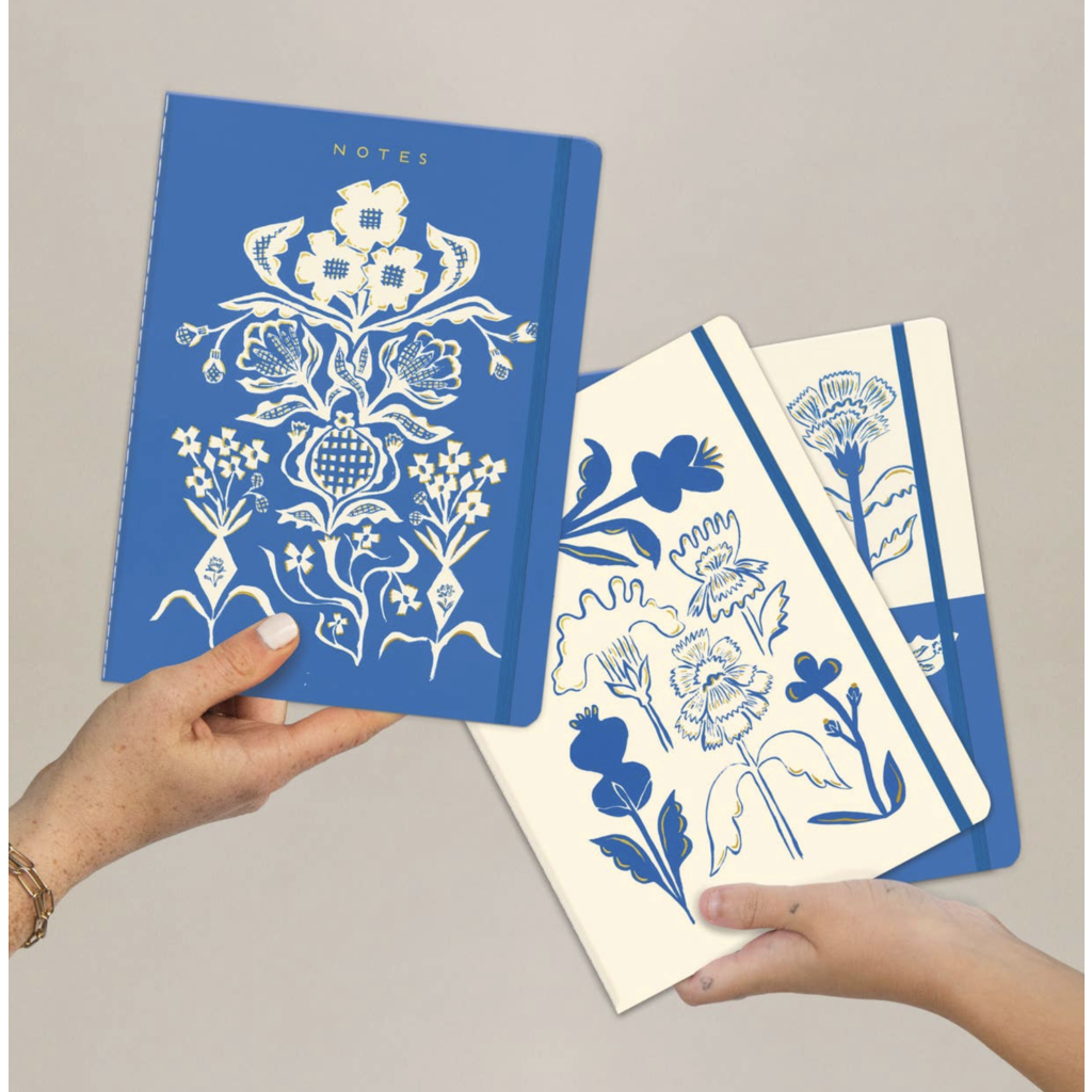 Blue Flower Bouquet Seedlings Trio Notebook Set