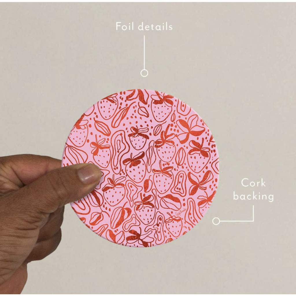 Pink Strawberries Coaster