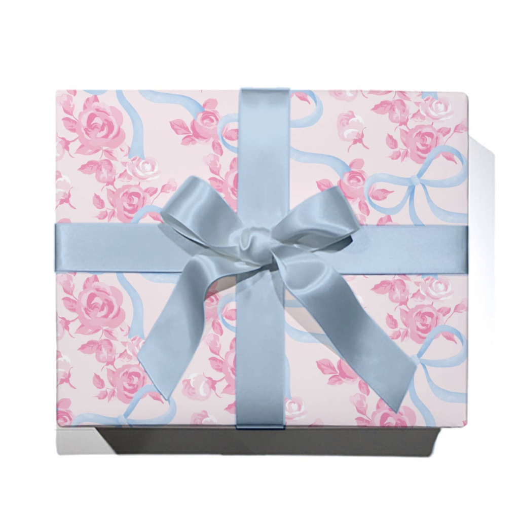 Watercolor Floral Bow Wrapping Paper Sheet