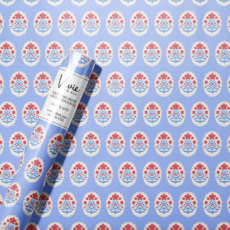 Red White & Blue Cameo Floral Botanical Wrapping Paper