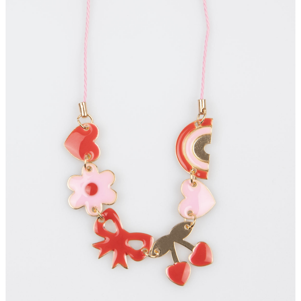 Hearts & Cherries Enamel Charm Necklace