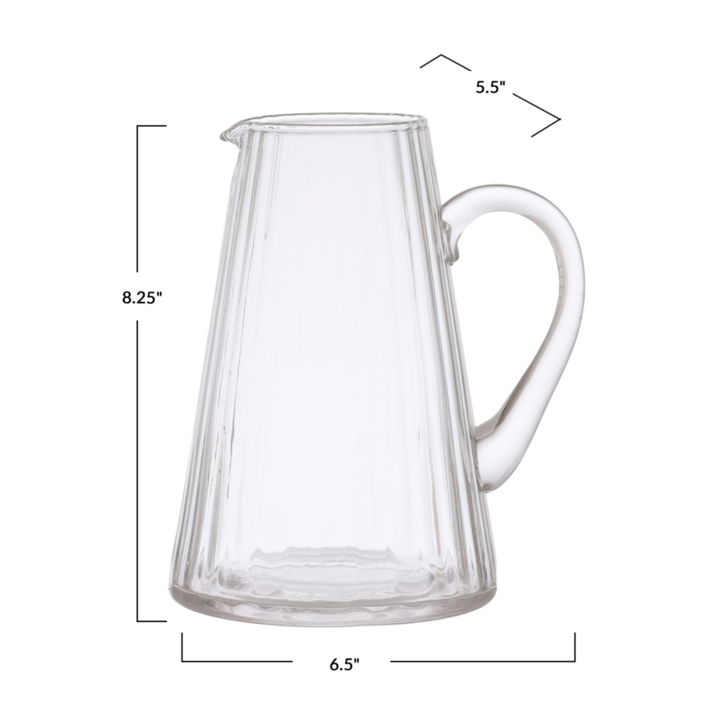 60oz. Ribbed Glass Pitcher