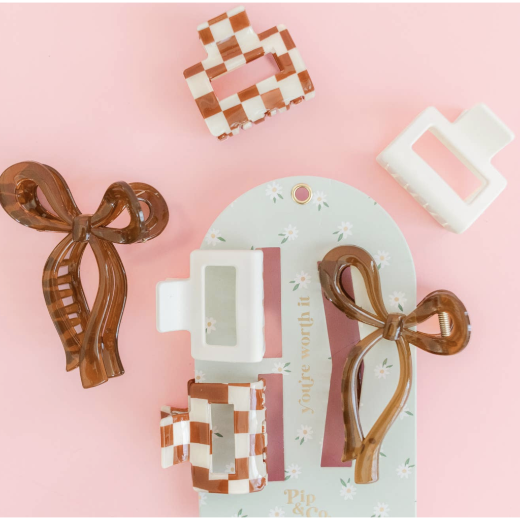 Mocha Cream Hair Clip Set