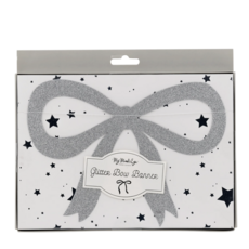 Silver Glitter Bow Banner